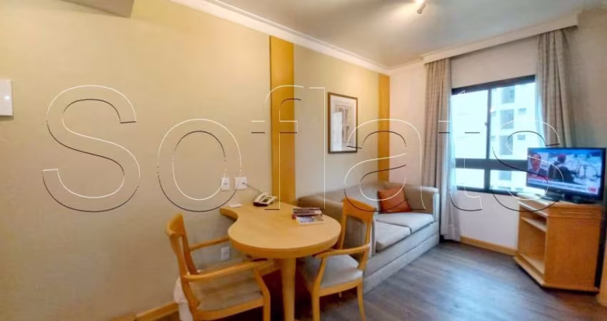 Flat no Mercure SP Pinheiros contendo 28m², 1 dormitório e 1 vaga, disponível para locação.