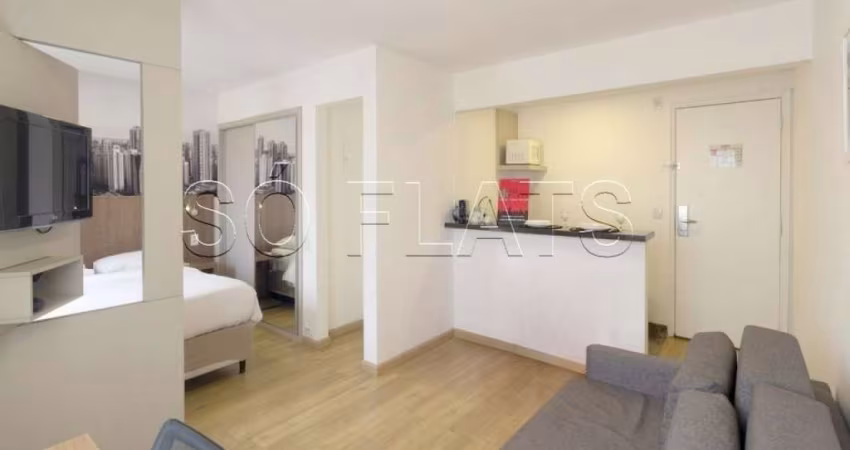 Lindo flat New Citi com 1 dorm disponível para locação próximo da Avenida Nove de Julho