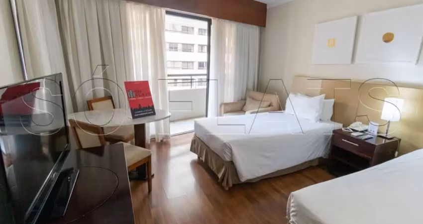 Flat no Mercure Grand Plaza Paulista no Paraíso disponível para locação, 1 dormitório e 1 vaga.
