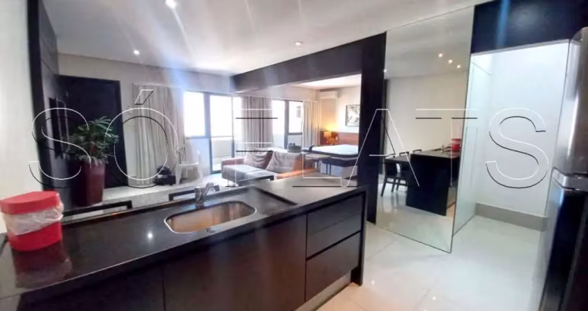 Flat disponível para locação no le bougainville contendo 54m², 1 dorm e 1 vaga de garagem.