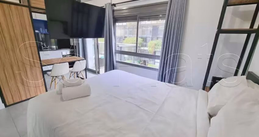 Lindo studio no Diseno Pinheiros disponível para locação com 32m², 1 dormitório e 1 vaga.