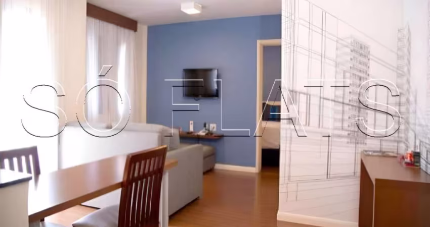 Flat mobiliado disponível para venda com 43m², 01 dorm e 01 vaga