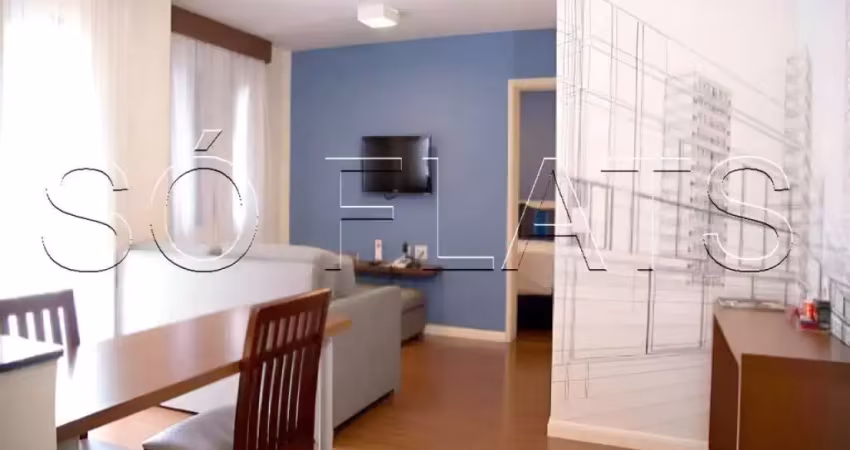 Flat totalmente mobiliado disponível para venda com 43m², 01 dorm e 01 vaga