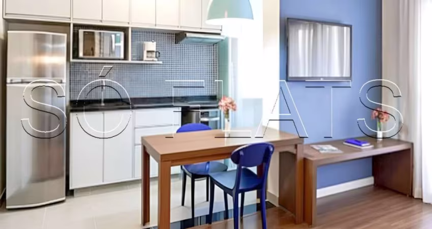 Flat totalmente mobiliado disponível para venda com 43m², 01 dorm e 01 vaga