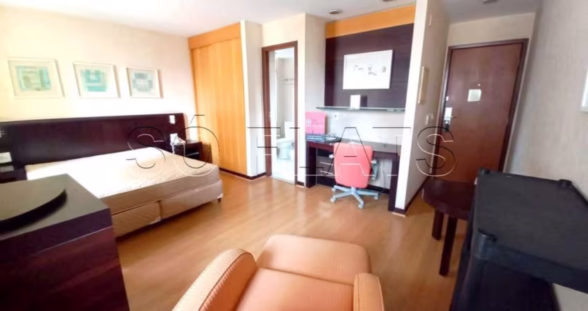 Apto na Vila Olímpia disponível para locação contendo 25m², 1 dormitório e 1 vaga de garagem