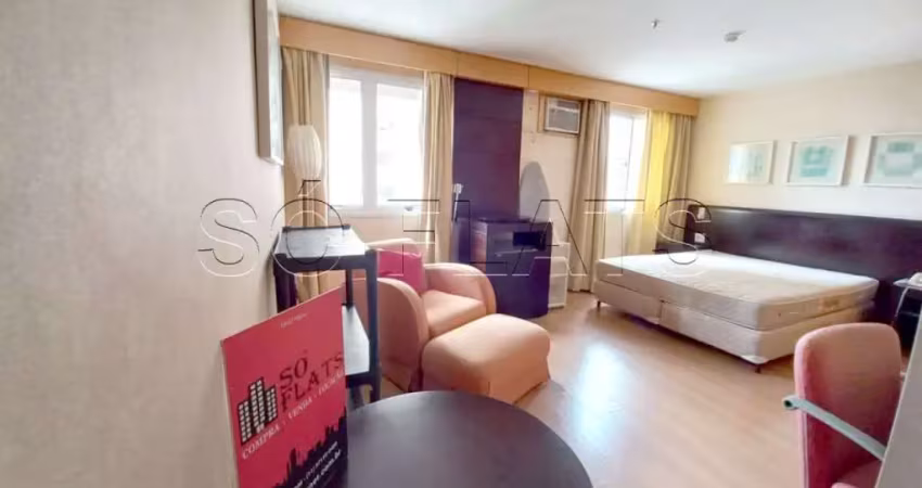 Flat na Vila Olímpia disponível para locação contendo 25m², 1 dormitório e 1 vaga de garagem