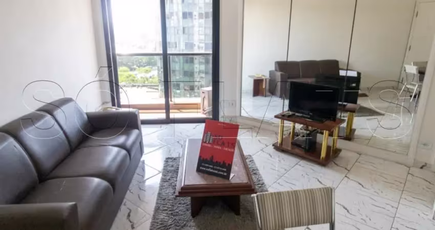 Flat mobiliado no itaim bibi com 1 dormitório com vista para avenida faria lima.