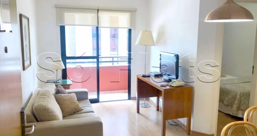 Lindo apto disponível para locação entre a Av. Berrini e Marg Pinheiros, com 01 dorm e 01 cozinha.