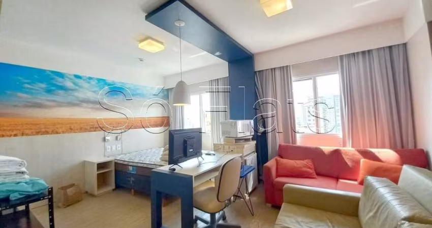 Flat Comfort Alphaville com 1 dormitório disponível para locação, possui fácil acesso a São Paulo