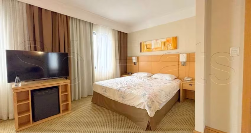 Flat no Slaviero Guarulhos com 1 dormitório e 1 vaga de garagem, disponível para locação.