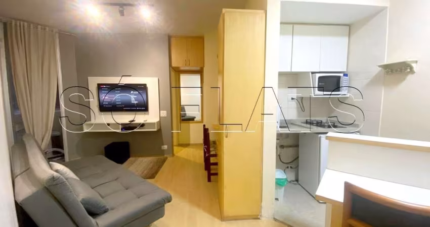 Apto no Stagium Studio, disponível para locação com 1 dormitório e 1 vaga de garagem.