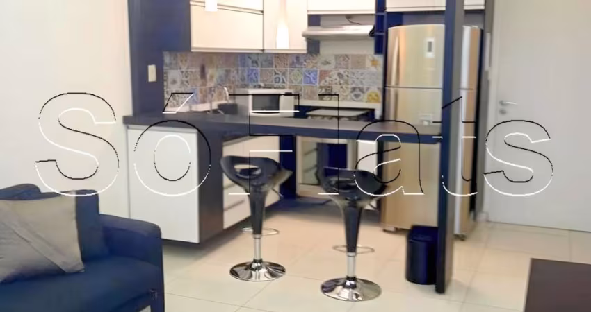 Flat no Le Bougainville com 55m² e 1 dormitório, disponível para locação em Alphaville.