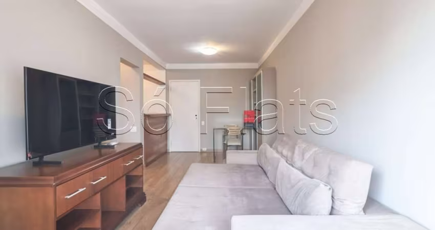 Flat totalmente mobiliado disponível para locação com 1 dormitório no Jardim Paulista