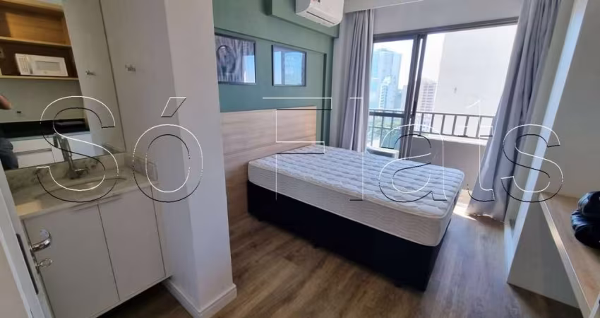 Flat disponível para locação na região Central de SP totalmente mobiliado contendo 25m² e 1 dorm.