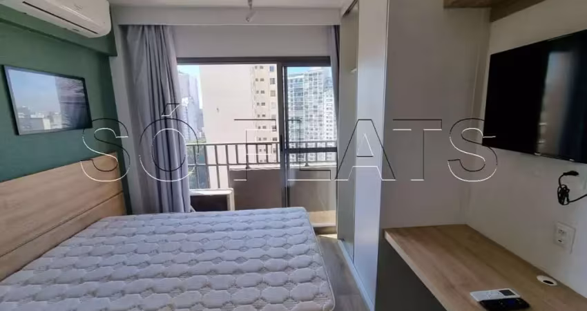 Flat disponível para locação na região central de sp totalmente mobiliado contendo 24m² e 1 dorm.