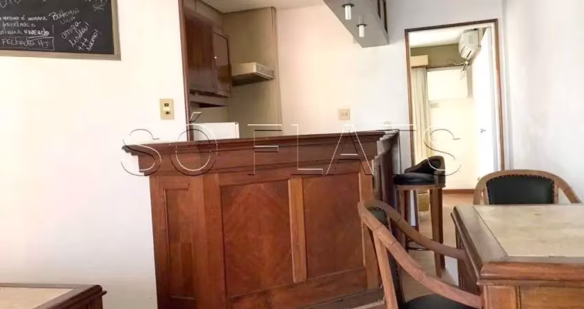 Flat no itaim bibi  com 45m² totalmente mobiliado e com serviços.