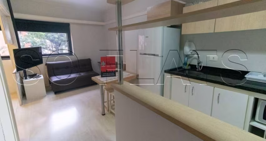 Flat no Jardins mobiliado com 1x drmitório, internet, luz vaga de garagem e lavanderia coletiva.