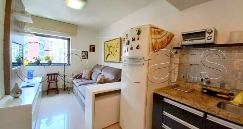 Flat no Le Premier com 28m², 1 dormitório e 1 vaga de garagem, disponível para locação.