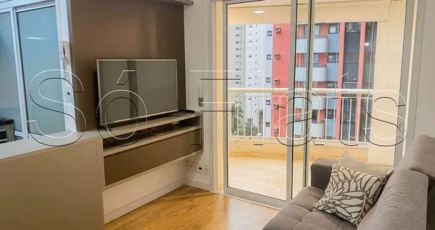 Flat disponível para locação no brooklin contendo 50m², 1 dormitório e 1 vaga de garagem.