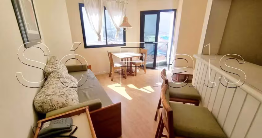 Flat no Jardim Paulista para locação, próximo a Avenida 9 de Julho e Shopping Pamplona.