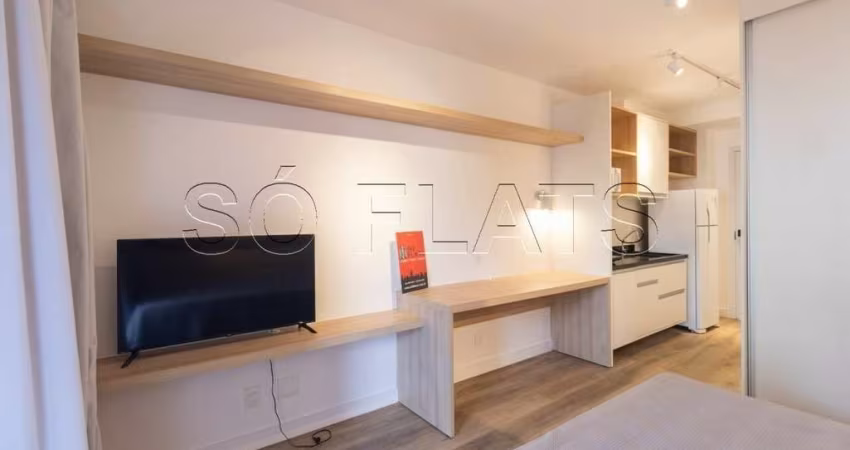 Flat disponível para locação na região no Jd Paulista totalmente mobiliado contendo 24m² e 1 dorm.