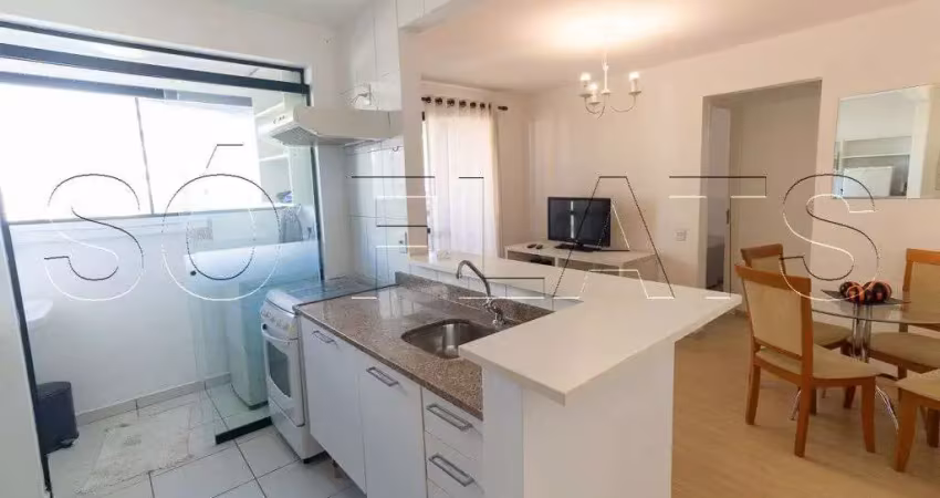 Flat no espaço alpha com 40m², 1 dormitório e 1 vaga para locação na vila olímpia.