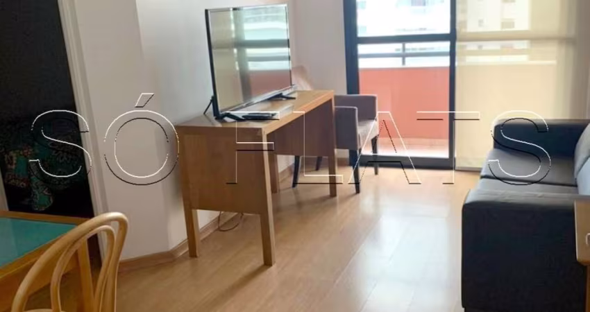 Flat disponível para locação entre a Av. Berrini e Marg Pinheiros, com 02 dorms e cozinha completa.