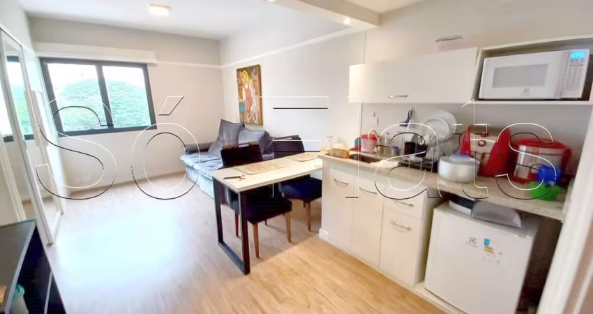 Flat no Ninety contendo 33m², 1 dormitório e 1 vaga disponível para locação nos Jardins.