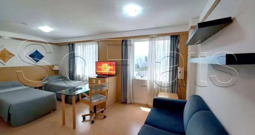 Paulista Classic, apto disponível para locação contendo 28m², 1 dormitório e 1 vaga de garagem.