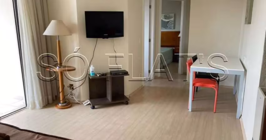Flat na vila olimpia totalmente equipado e com 1x dorm. localizado ao lado da av bandeirantes.