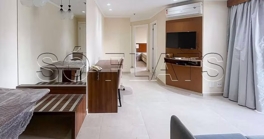 Flat prox. da Avenida dos Bandeirantes, Av. Dr. Cardoso de Melo e vias de acesso com 2 dormitórios.