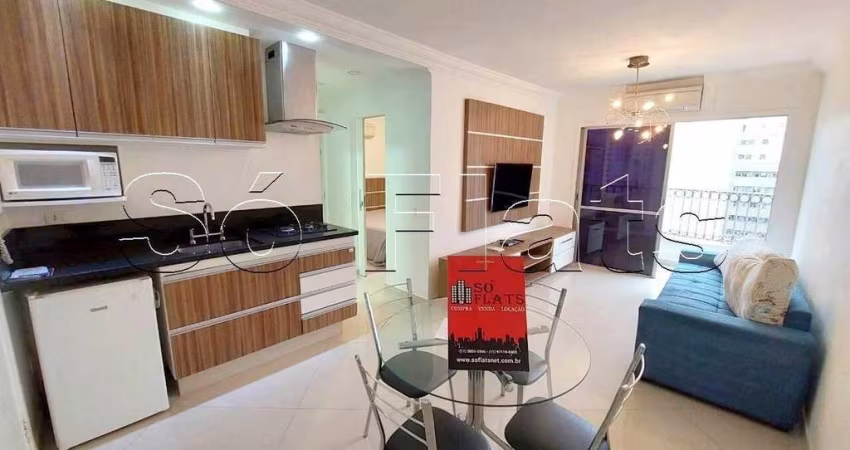 Flat disponível para locação com 1 dormitórios, espaço funcional planta ampla com sala varanda.