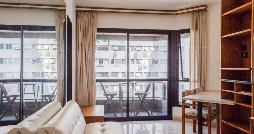 Saint Denis, flato disponível para locação contendo 47m², 1 dormitório e 1 vaga de garagem.