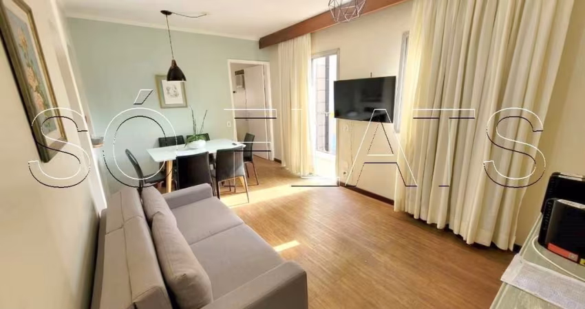 Flat no Paulista Flat I com 46m², 1 dormitório e 1 vaga, disponível para locação nos Jardins.