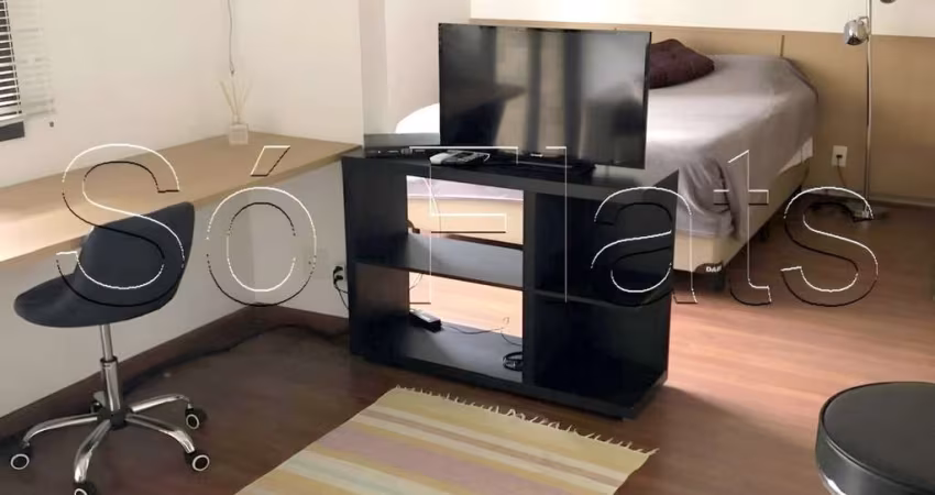 Q.I, flat disponível para locação contendo 37m², 1 dormitório e 1 vaga, bem localizado em Moema.