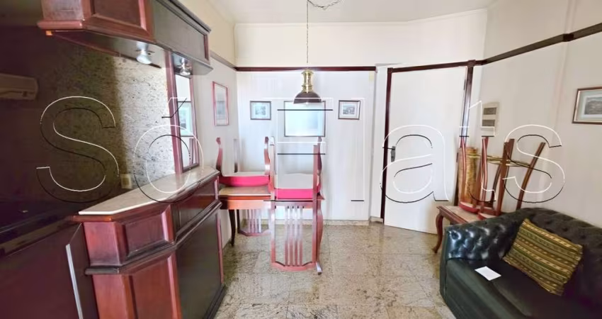 Apto totalmente mobiliado contendo 32m² e 1 dormitório, para locação no centro de São Paulo.