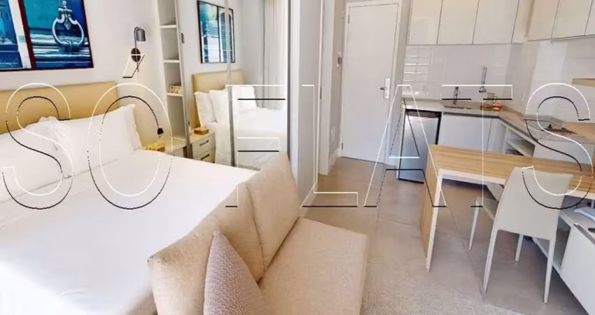 Flat para locação de alto padrão com 36m² no bairro de Pinheiros ao lado do Shopping Iguatemi.