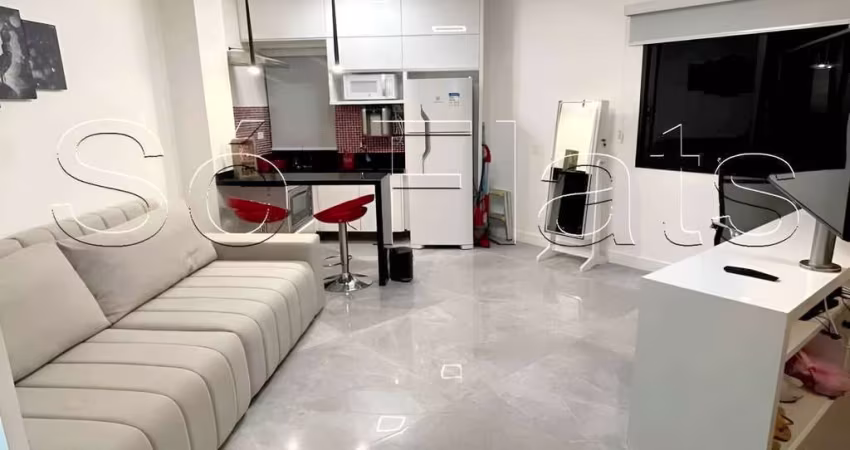 Flat Hampton Park diferenciado no pool  com 31m², 1 dormitório e 1 vaga de garagem