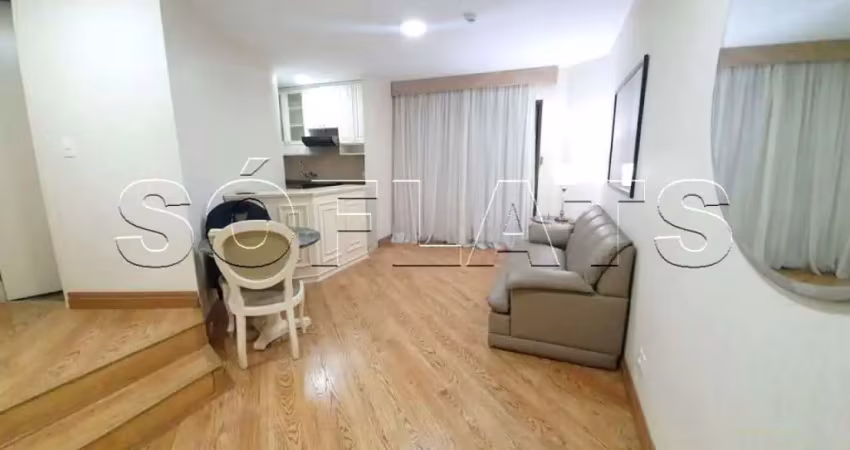 Paulista wall street, flat reformado, disponível para locação imperdível em andar alto.