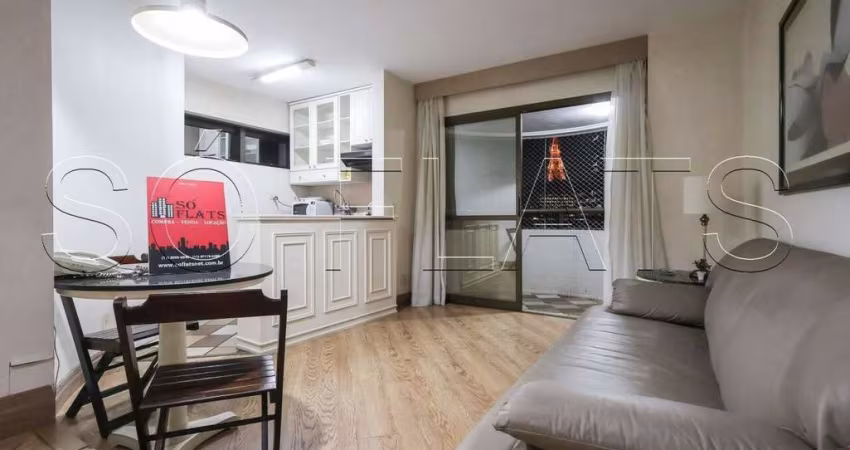 Apto no Paulista Wall Street disponível para locação com 49m², 1 dormitório e 1 vaga nos Jardins.