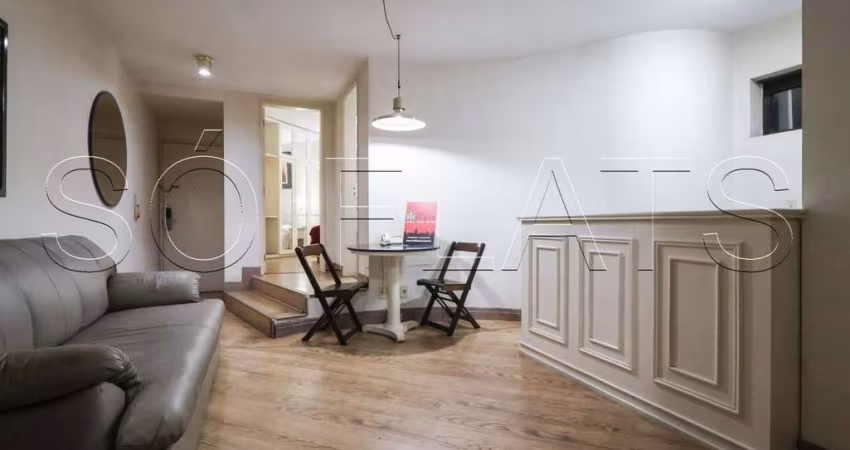 Flat no Paulista Wall Street disponível para locação com 49m², 1 dormitório e 1 vaga nos Jardins.