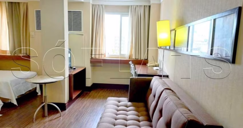 Flat disponível para locação totalmente equipado e fica localizado a 1 quadra da Av. Paulista.