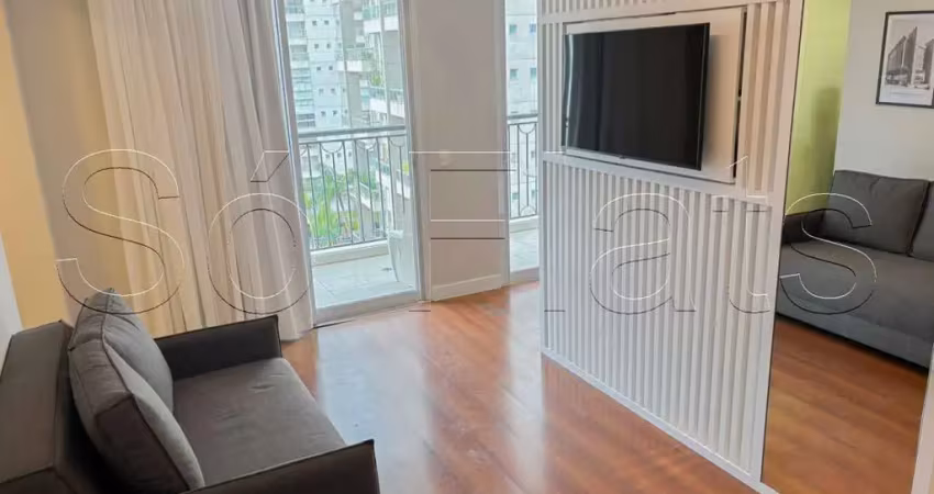 Flat disponível para locação na vila nova conceição próx ao pq ibirapuera com 55m², 1 dorm e 1 vaga.