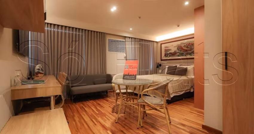 Flat disponível para locação totalmente equipado localizado a menos de 1 quadra da Av. Paulista.
