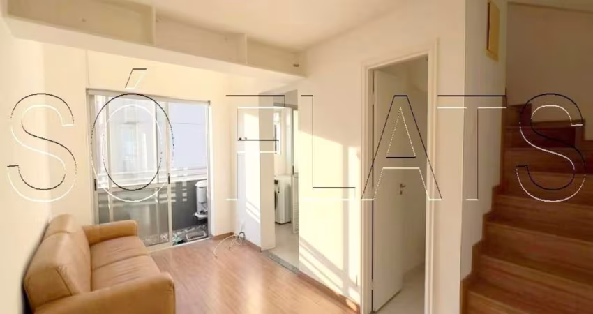 Duplex Top Tower Pinheiros, apto disponível para locação com 44m², 1 dormitório e 1 vaga