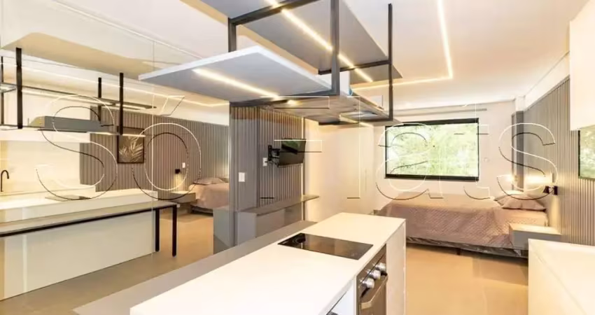 Studio Moaci, apto todo equipado disponível para locação contendo 30m² e 1 dormitório.