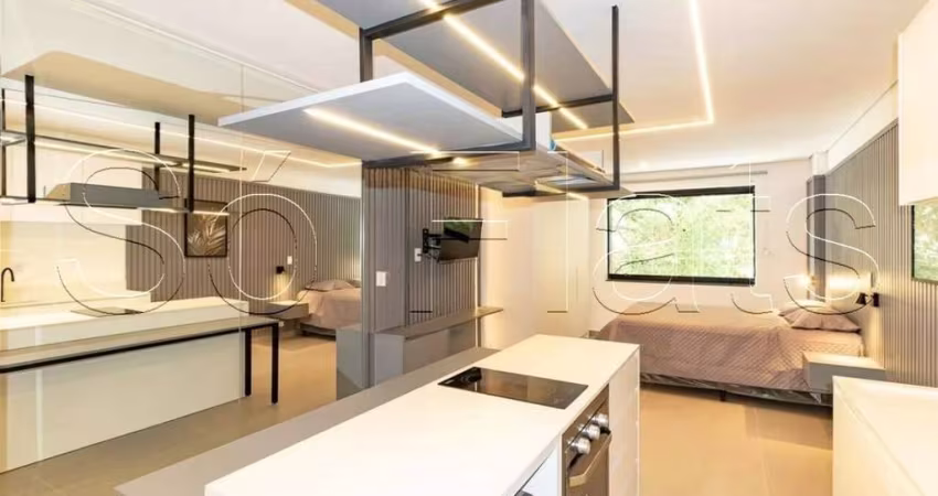 Studio Moaci, apto todo equipado disponível para locação contendo 30m² e 1 dormitório.