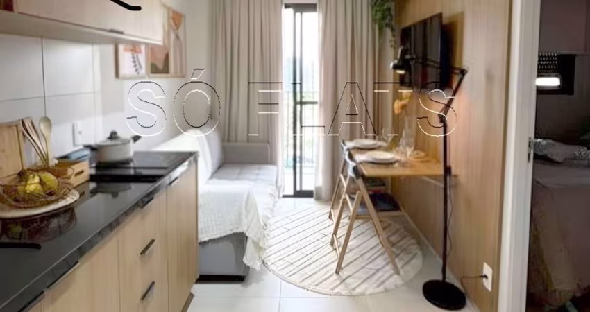 Studio Vibe Vila Olímpia, apartamento com 26m² e 1 dormitório.