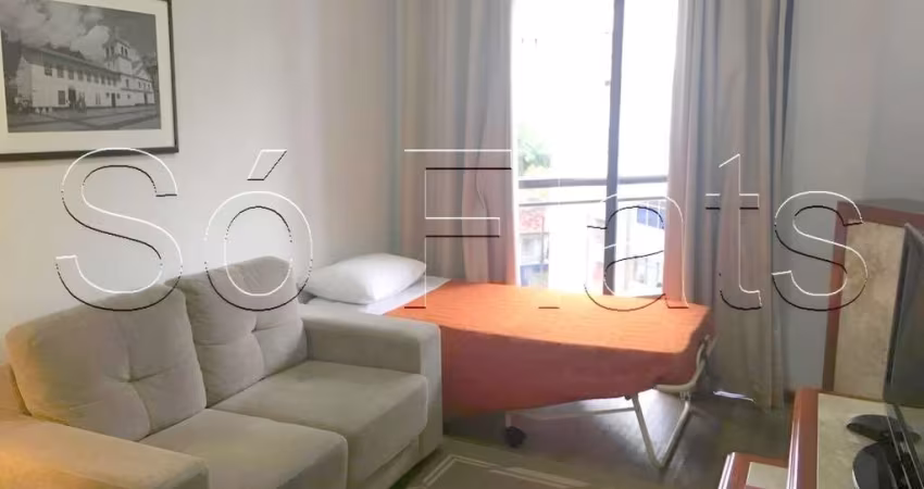 Flat disponível para locação contendo 40m², 1 dormitório e 1 vaga de garagem, nos Jardins.