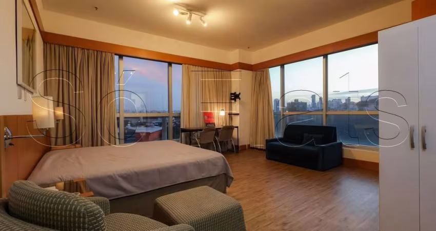 Flat Wyndham Nortel disponível para locação com 39m², 01 dorm e 01 vaga de garagem.